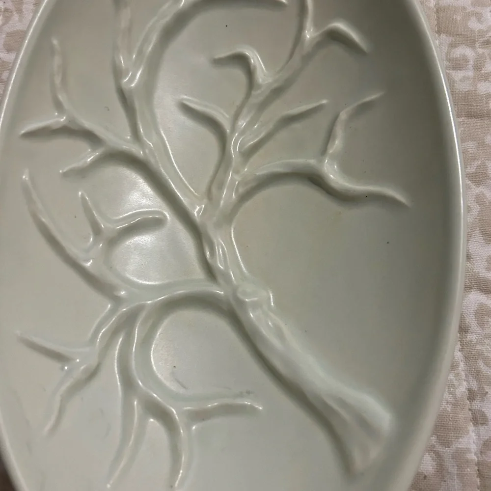 Hand painted mint green vegetable plate.